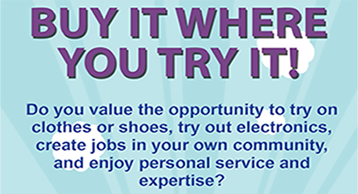 Buy it where you try it sign